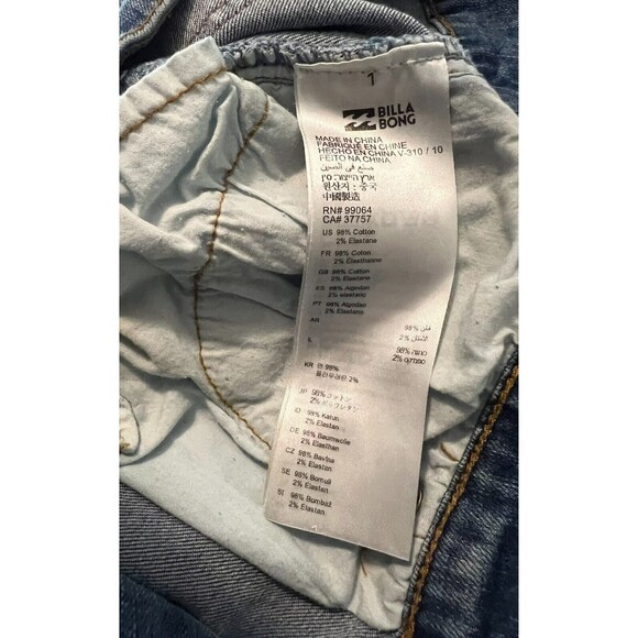 Billabong Lite Hearted Shorts  Women's 26  Lace-Up Fly Cutoff Distressed Denim - Picture 10 of 16